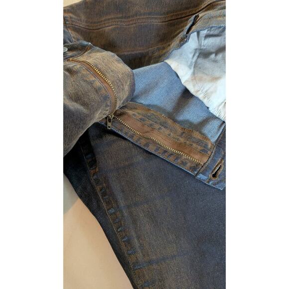 VTG Flare Jeans Plu Size 20 Dirty Suede Look 90s Y2K Boot Cut Flocked Denim - Picture 10 of 10